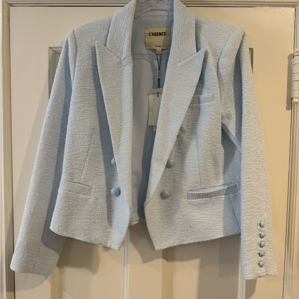 L'AGENCE Sky Blue Textured Blazer
